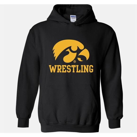Iowa Hawkeyes Primary Logo Wrestling Hoodie College University - Black M - Picture 1 of 3